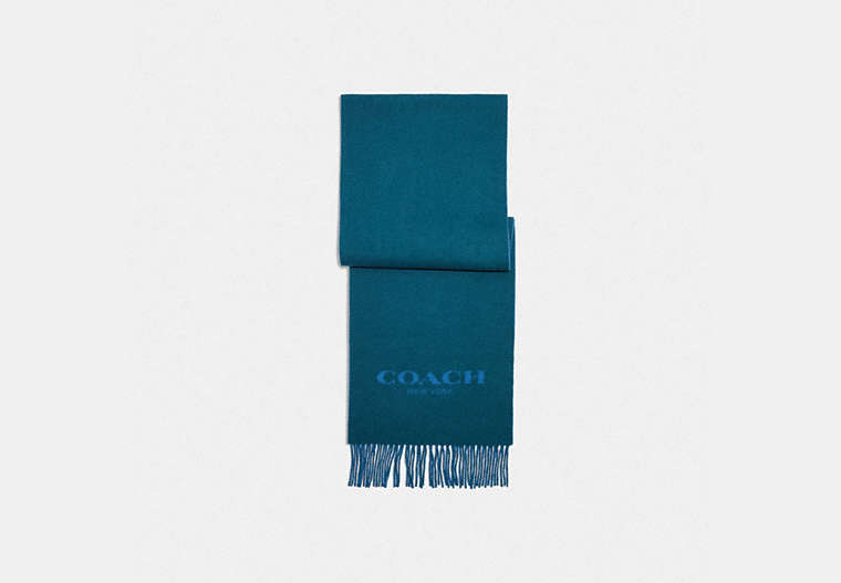 COACH®,SIGNATURE SCARF,n/a,Teal Ink Racer Blue,Front View