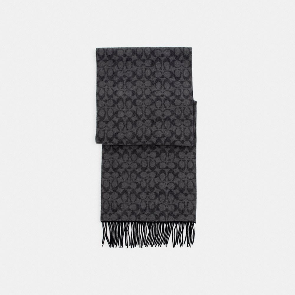 COACH®,SIGNATURE SCARF,n/a,Midnight Navy/Granite Grey,Front View image number 0