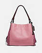 COACH®,DALTON BAG 31 IN COLORBLOCK WITH WHIPSTITCH,Refined Pebble Leather,Medium,True Pink Multi/Pewter,Front View