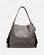 COACH®,DALTON 31 IN COLORBLOCK WITH SNAKESKIN DETAIL,Leather,Brass/Heather Grey Multi,Front View