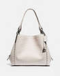 COACH®,DALTON BAG 31 IN SIGNATURE LEATHER WITH RIVETS,Leather,Medium,Pewter/Chalk,Front View