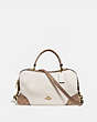 COACH®,LANE SATCHEL WITH SIGNATURE CANVAS BLOCKING,Coated Canvas,Medium,Brass/Tan Chalk,Front View
