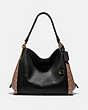 COACH®,DALTON 31 WITH SIGNATURE CANVAS BLOCKING,Coated Canvas,Large,Brass/Tan Black,Front View
