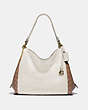COACH®,DALTON 31 WITH SIGNATURE CANVAS BLOCKING,Coated Canvas,Large,Brass/Tan Chalk,Front View