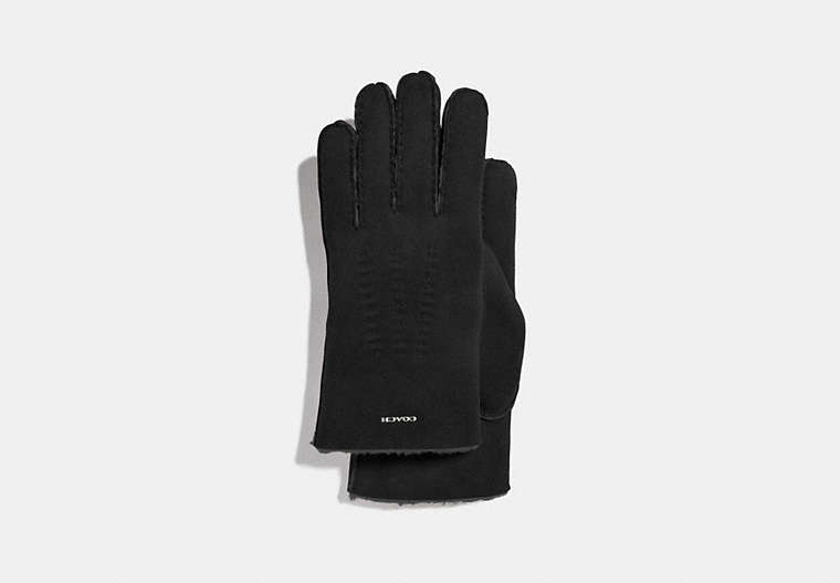 COACH®,SHEARLING GLOVES,Shearling,Black,Front View