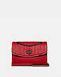 COACH®,PARKER WITH QUILTING AND RIVETS,Leather,Medium,Pewter/Red Apple,Front View