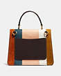 COACH®,PARKER TOP HANDLE WITH PATCHWORK STRIPES,Leather,Medium,Brass/Oxblood Multi,Back View