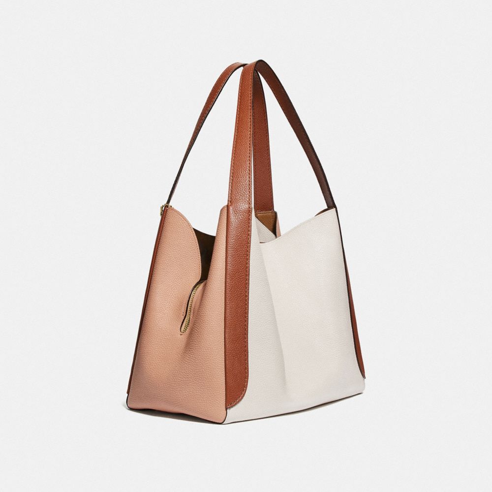 COACH®,HADLEY HOBO EN COLORBLOCK,Cuir maroquiné,Or/Craie Multi,Angle View