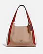 COACH®,HADLEY HOBO IN COLORBLOCK,Pebble Leather,X-Large,Gold/Taupe Red Sand Multi,Front View