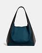 COACH®,HADLEY HOBO IN COLORBLOCK,Pebble Leather,X-Large,Gunmetal/Peacock Multi,Back View