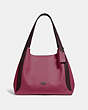 COACH®,HADLEY HOBO IN COLORBLOCK,Pebble Leather,X-Large,Gunmetal/Dusty Pink Multi,Front View