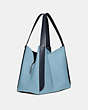 COACH®,HADLEY HOBO IN COLORBLOCK,Pebble Leather,X-Large,Pewter/Azure Multi,Angle View
