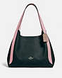 COACH®,HADLEY HOBO IN COLORBLOCK,Pebble Leather,X-Large,Pewter/Pine Green Aurora Multi,Front View