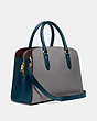 COACH®,CHANNING CARRYALL IN COLORBLOCK,Pebble Leather,Large,GD/Heather Grey Multi,Angle View