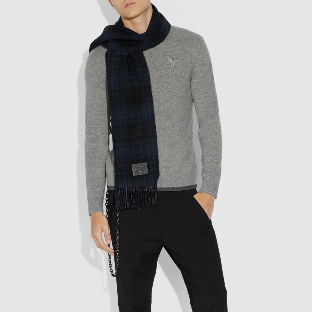 COACH®,Double Plaid Print Muffler,,Detail View