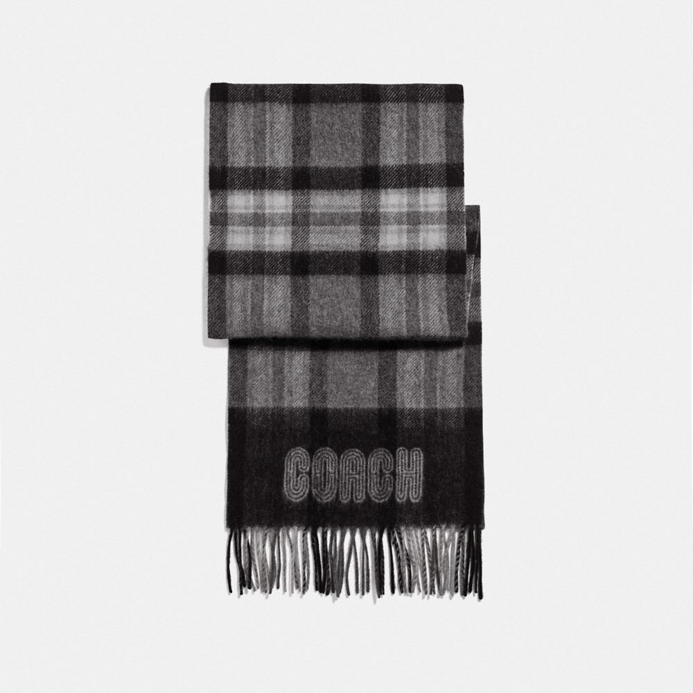 COACH®,Signature Border Plaid Print Muffler,,Front View