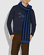 COACH®,SIGNATURE RETRO PATCH KNIT SCARF,wool,NAVY,Angle View
