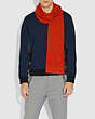 COACH®,DOUBLE SIGNATURE RETRO PATCH KNIT SCARF,wool,Red Orange,Angle View