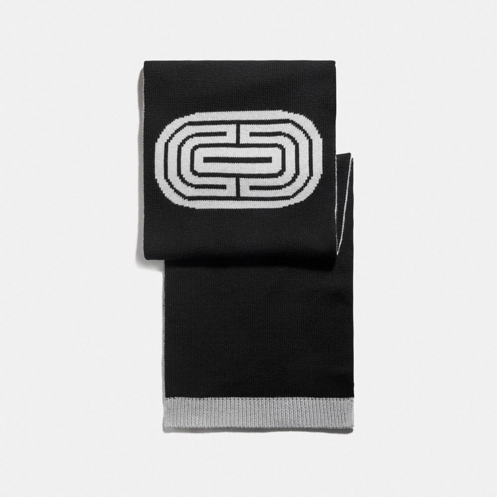 Retro Coach Print Knit Scarf