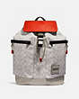 COACH®,PACER UTILITY BACKPACK IN SIGNATURE CANVAS WITH COACH PATCH,Coated Canvas,Large,JI/Chalk/Mango,Front View