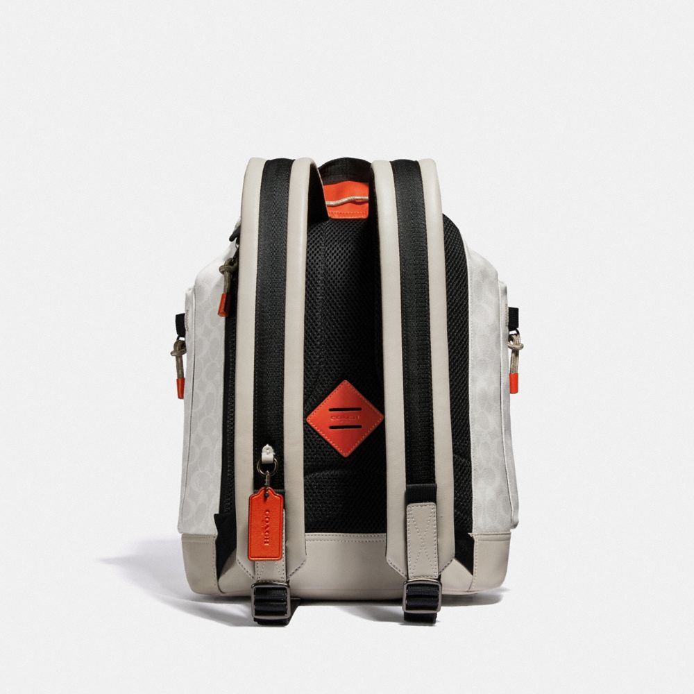 COACH®,PACER UTILITY BACKPACK IN SIGNATURE CANVAS WITH COACH PATCH,Coated Canvas,Large,JI/Chalk/Mango,Back View
