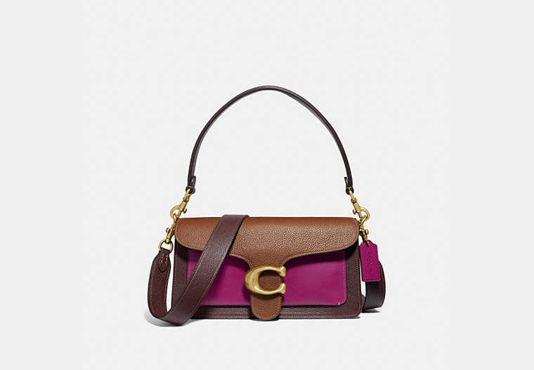 COACH®,TABBY SHOULDER BAG 26 IN COLORBLOCK,Leather,Medium,Brass/Hibiscus Multi,Front View