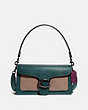 COACH®,TABBY SHOULDER BAG 26 IN COLORBLOCK,Leather,Medium,Pewter/Forest Multi,Front View