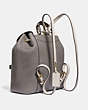 COACH®,EVIE BACKPACK IN COLORBLOCK WITH SNAKESKIN DETAIL,Leather,Large,Brass/Heather Grey Multi,Angle View