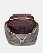 COACH®,EVIE BACKPACK IN COLORBLOCK WITH SNAKESKIN DETAIL,Leather,Large,Brass/Heather Grey Multi,Inside View,Top View