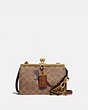 COACH®,DOUBLE FRAME BAG 19 IN SIGNATURE CANVAS WITH REXY BY SUI JIANGUO,pvc,Small,Brass/1941 Saddle,Front View
