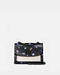 COACH®,PARKER 18 WITH VINTAGE ROSEBUD PRINT,Leather,Small,Pewter/Black Multi,Front View