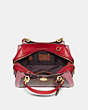 COACH®,DREAMER 21 IN SIGNATURE CANVAS WITH SNAKESKIN DETAIL,pvc,Small,GD/Tan Light Raspberry,Inside View,Top View