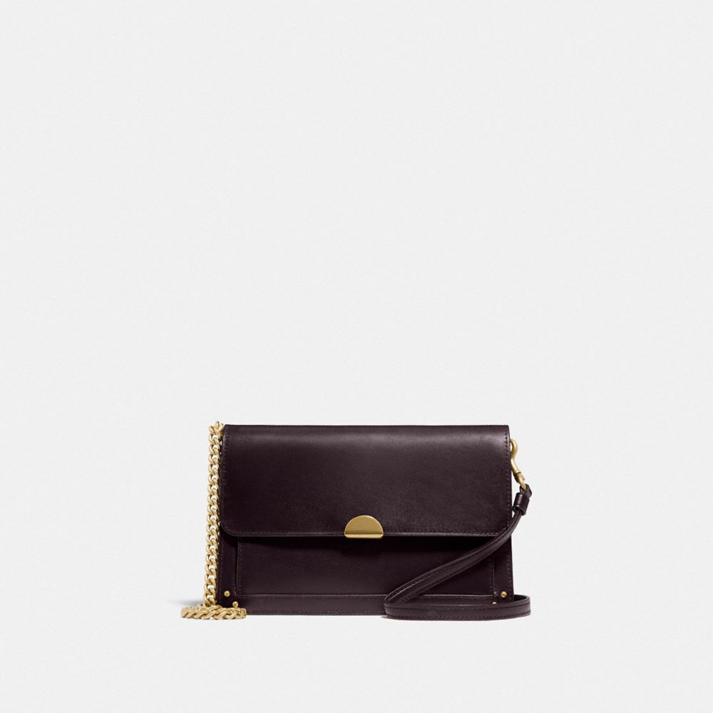 COACH®,DREAMER CONVERTIBLE CROSSBODY,Leather,Mini,Brass/Oxblood,Front View