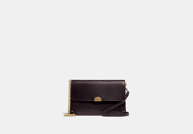 COACH®,DREAMER CONVERTIBLE CROSSBODY,Leather,Mini,Brass/Oxblood,Front View