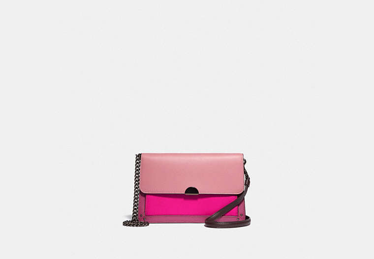 COACH®,DREAMER CONVERTIBLE CROSSBODY IN COLORBLOCK,Leather,Mini,True Pink Multi/Pewter,Front View