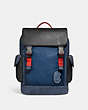 COACH®,RIVINGTON BACKPACK IN COLORBLOCK WITH COACH PATCH,Leather,X-Large,Black Copper/True Blue Multi,Front View