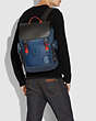 COACH®,RIVINGTON BACKPACK IN COLORBLOCK WITH COACH PATCH,Leather,X-Large,Black Copper/True Blue Multi,Detail View