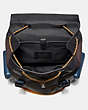 COACH®,RIVINGTON BACKPACK IN COLORBLOCK WITH COACH PATCH,Leather,Large,Black Copper/Moss Multi,Inside View,Top View