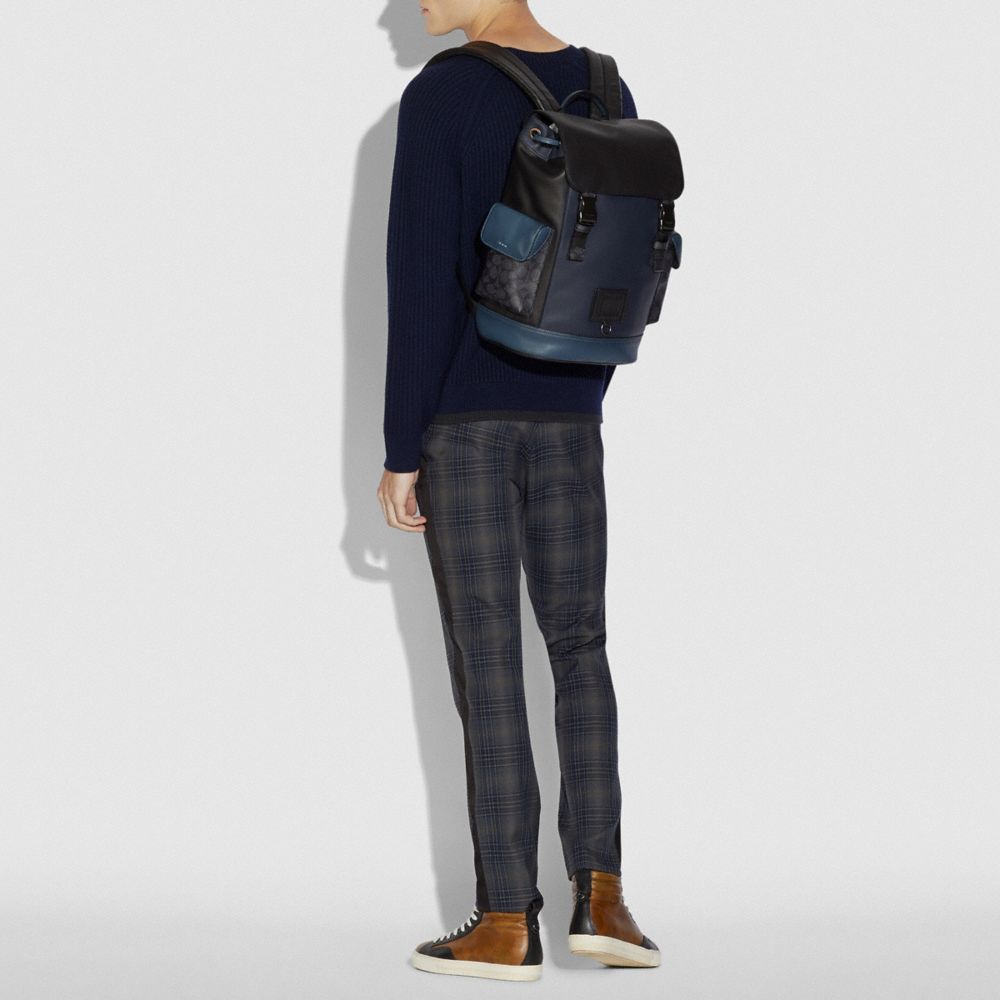 COACH®,Rivington Backpack With Signature Canvas Blocking,,Detail View