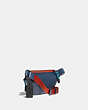 COACH®,RIVINGTON BELT BAG 7 IN COLORBLOCK WITH COACH PATCH,Leather,Black Copper/True Blue Multi,Angle View