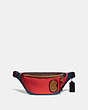 COACH®,RIVINGTON BELT BAG 7 IN COLORBLOCK WITH COACH PATCH,Smooth Leather/Cordura,Small,Black Copper/Oxblood,Front View