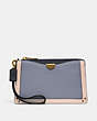 COACH®,DREAMER WRISTLET IN COLORBLOCK,Leather,Brass/Mist Straw Multi,Front View