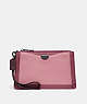 COACH®,DREAMER WRISTLET IN COLORBLOCK,Leather,True Pink Multi/Pewter,Front View