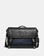 COACH®,RIVINGTON BIKE BAG WITH SIGNATURE CANVAS BLOCKING,Leather,Large,Black Copper/Midnight Navy/Charcoal,Front View