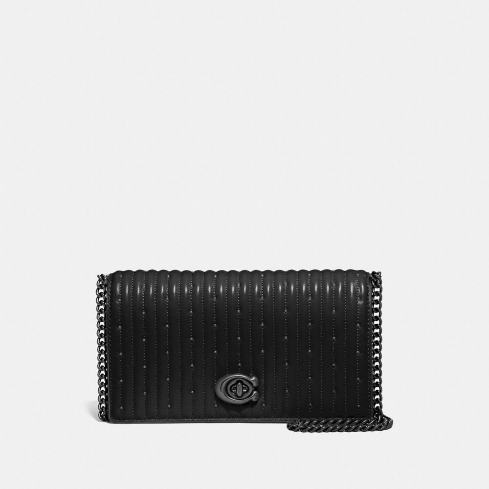 COACH®,CONVERTIBLE BELT BAG WITH QUILTING AND RIVETS,Leather,Pewter/Black,Front View image number 0