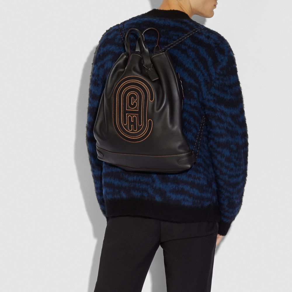 COACH®,Academy Drawstring Backpack With Coach Patch,,Detail View