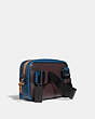 COACH®,ACADEMY L-PACK IN COLORBLOCK WITH COACH PATCH,Leather,Mini,Black Copper/Oxblood,Angle View