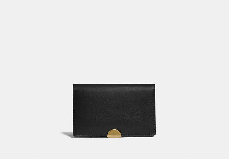 COACH®,DREAMER CARD CASE,Leather,Brass/Black,Front View