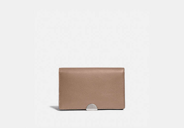 COACH®,DREAMER CARD CASE,Leather,Light Antique Nickel/Taupe,Front View