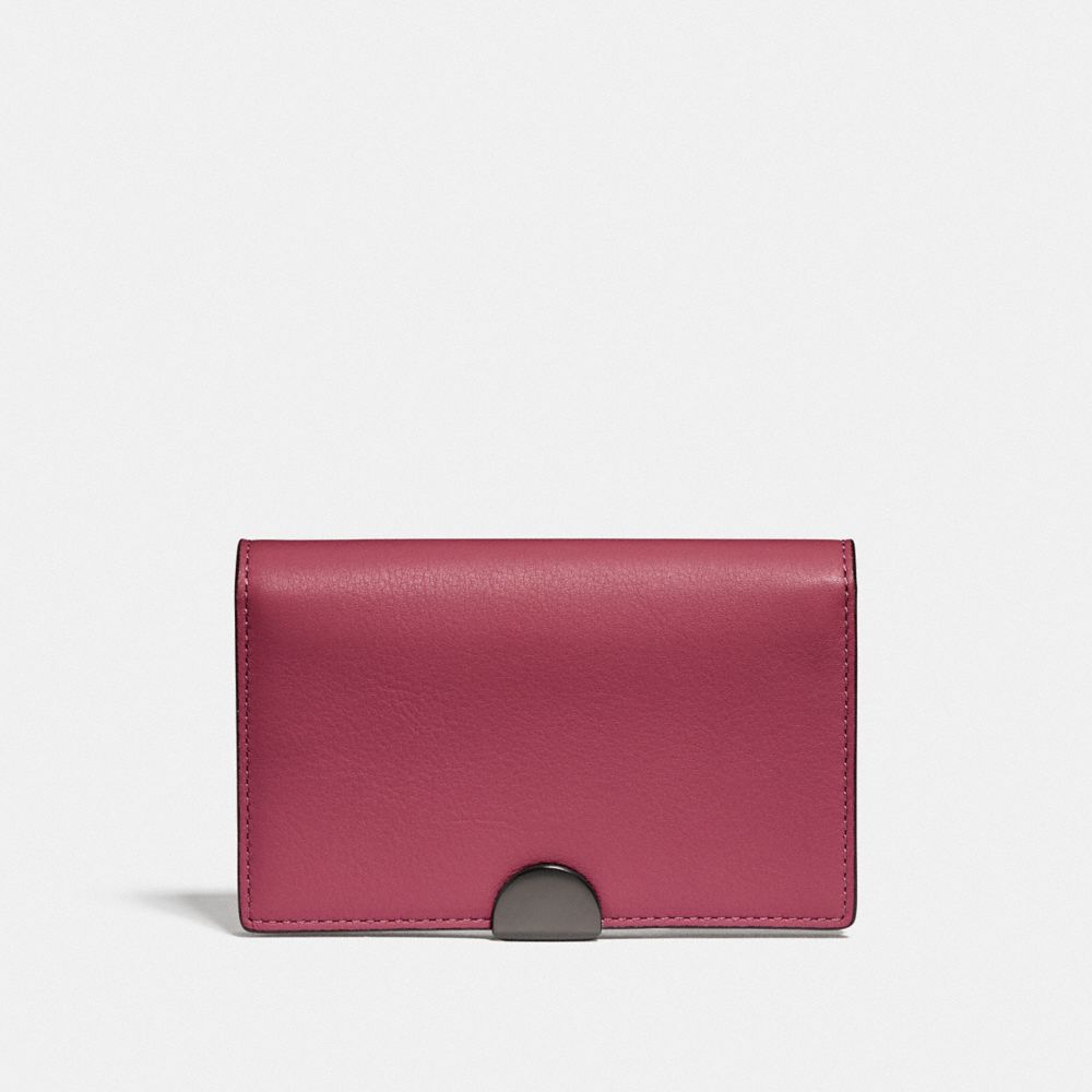 COACH®,DREAMER CARD CASE IN COLORBLOCK,Smooth Leather,Pewter/Dusty Pink Multi,Front View image number 0